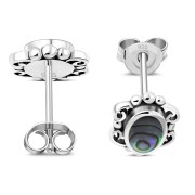 Abalone Shell Sterling Silver Stud Earrings, e371